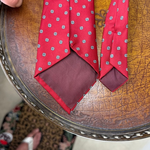 Vintage Jacques Perre Custom‎ Cravats Red Dotted Necktie Menswear 100% silk Tie - Picture 3 of 3